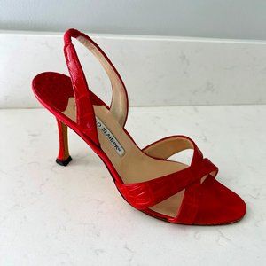 Manolo Blahnik Calla Crocodile Slingback